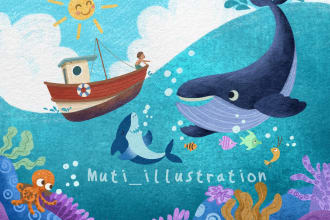 create a beatiful and unique children book illustration