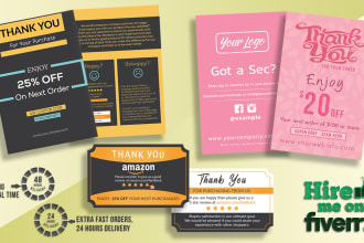 design amazon thank you card, product insert, package insert