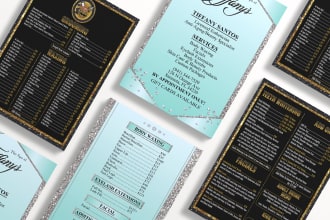 design flyer, salon, gym, menu, or all services price list