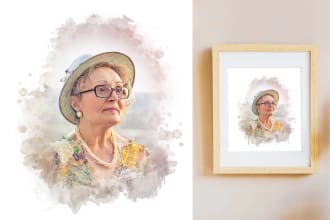 design deceased, memorial watercolor effect portrait photo edit