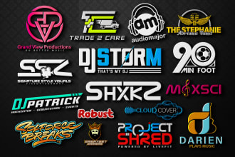 do modern music dj artist party club band record studio event logo creation