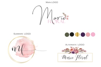 design a watercolor and signature  logo with brand kit