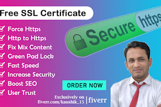install free SSL certificate https, fix green padlock error