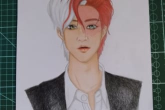 draw amazing semi realistic anime with  colour pencil