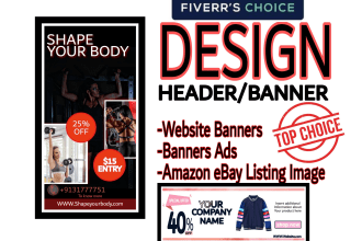 do web banner design, banner ads, header, slider in 24 hours