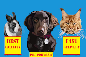 draw custom vector pet portrait illustration
