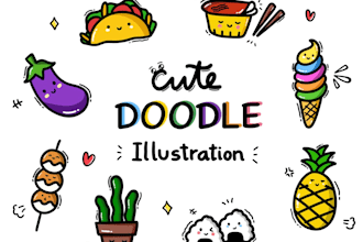 draw kawaii doodles, stickers