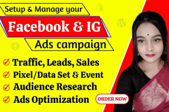 setup and manage facebook and instagram ads campaign for leads and sales,fb ads