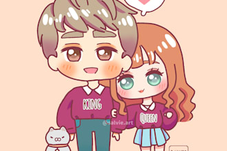 draw a cute chibi anime character or couple