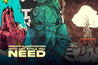 create custom illustration for tshirt design and stickers