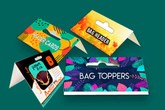 design packaging header card, plastic bag label sticker