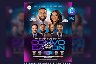 design a church flyer, canva template, pastoral anniversary, holy convocation