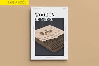 do a wooden architectural 3d model rendering