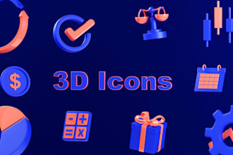 design 3d icons for interface, website, app, game, nft, and social media