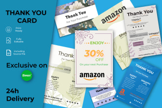 a design beautiful package insert for amazon thank you card