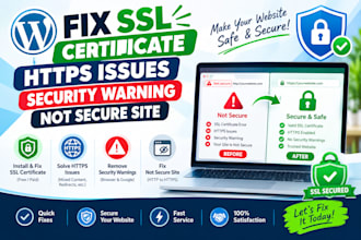 fix SSL certificate, https issues, security warning,  not secure site