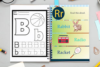 design coloring, work sheets and cover for children books