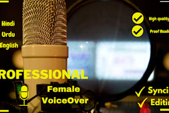 record female voiceover english hindi urdu and edit