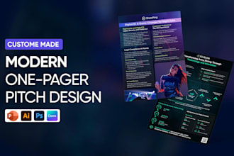design condensed one pager, executive summary or pitch
