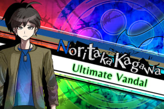 make danganronpa v3 style intro cards with your sprite