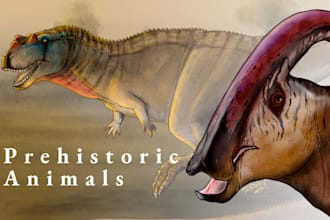 create realistic prehistoric animal illustrations for you