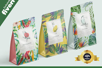design food labels, packaging, pouches, and box designs