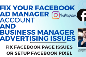 fix issues of facebook meta suite ad account and business manager and pixel