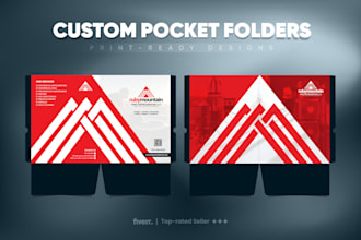 design custom pocket folders with card slits, print ready
