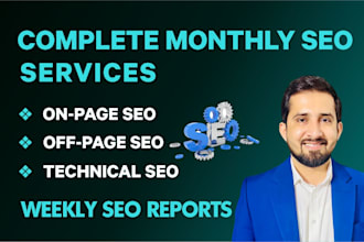 provide complete monthly SEO services, including on page, off page, technical