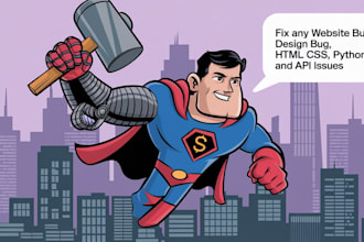 fix any website bug, design bug, HTML CSS, python, and API issues