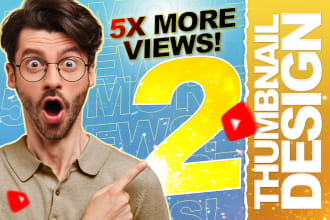 design 2 custom youtube thumbnails in 12hrs