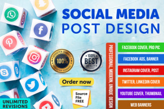 design social media post, facebook cover, header, web banner