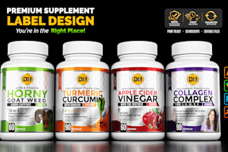 design premium supplement label and bottle packaging design