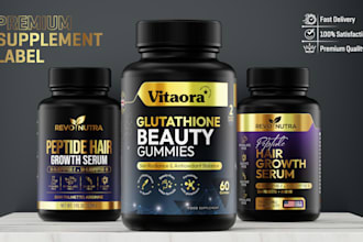 design premium supplement label and bottle packaging design