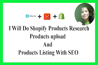 do shopify product research, upload and product listing with SEO