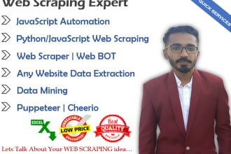 do web automation, scraping using node js puppeteer, cheerio