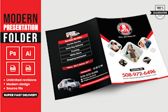 do modern and unique presentation folder design in 24hrs