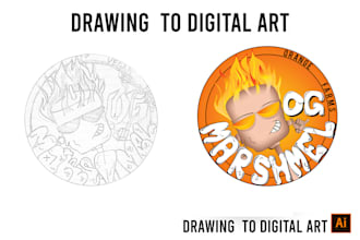 convert your drawing into digital vector illustration vector tracing