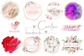 beautifull feminine  boho watercolor logo with branding kit