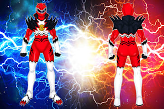 draw design tokusatsu or superhero for you