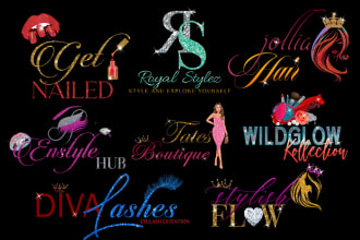 do 3 beautiful  feminine  glitter luxury  logo