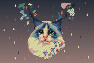 draw dog, cat, any pet or animal in nature style