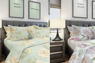 create realistic bedding mockups and textile design