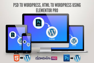 convert psd to wordpress website design using elementor pro