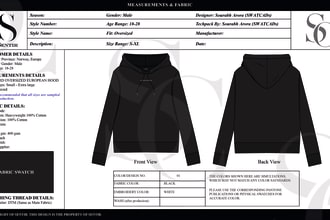 create tech pack and flat sketches for fashion design