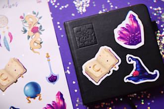 design cute stickers with characters, pretty animals