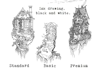 draw a house realistic or fantastic illustration