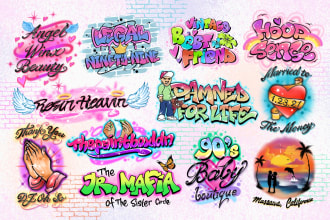 do 80s 90s airbrush graffiti design