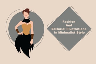 fashion and editorial illustrations in flat minimalism style