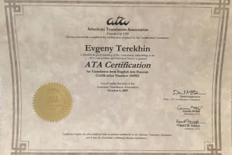 provide ata certified translation english to russian